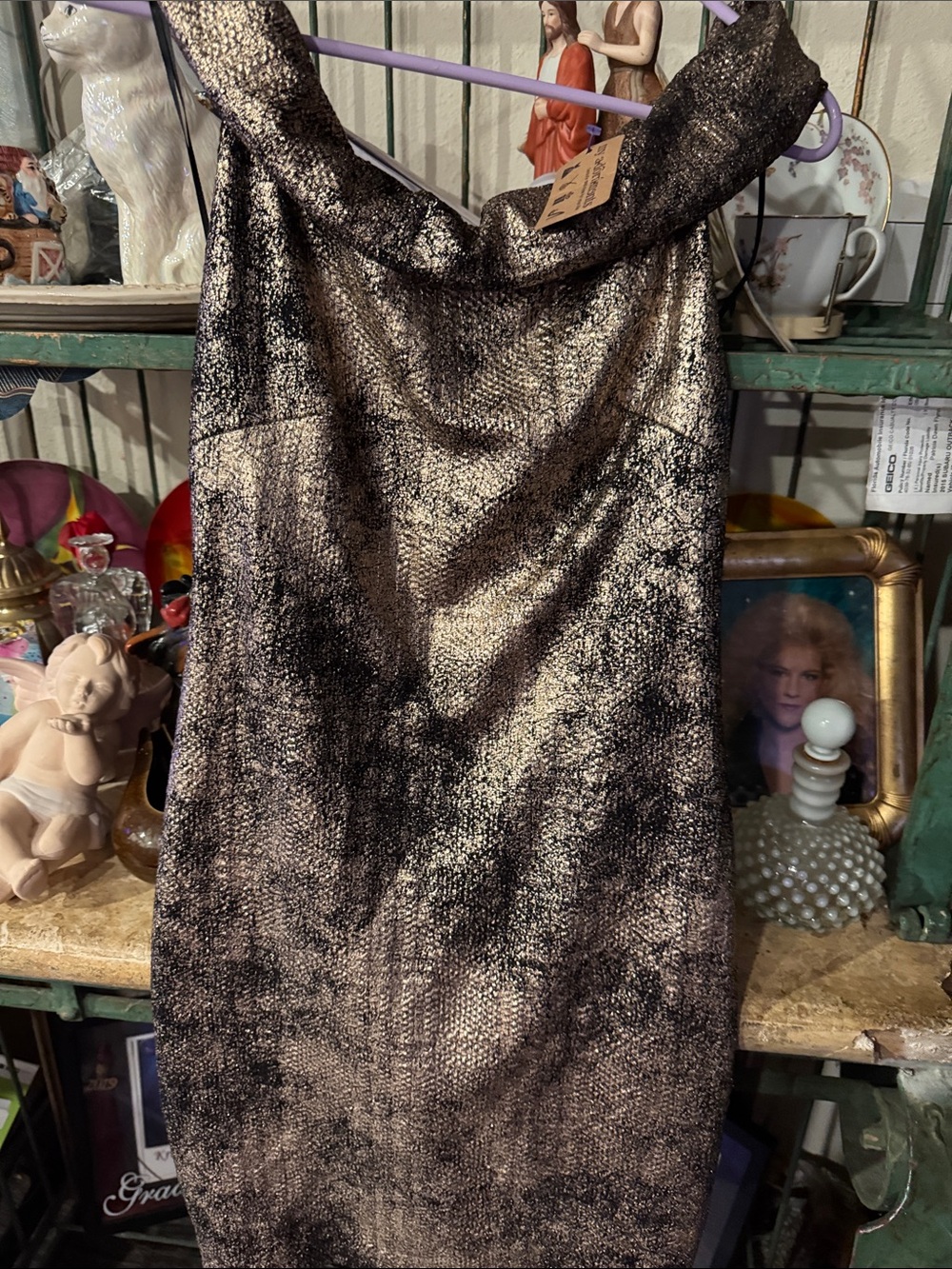 Tart Metallic Black and Gold Strapless Sheath DressTart Beatrice dress